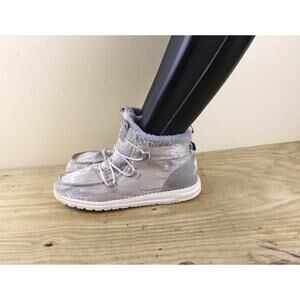 Hey Dude Shoes Womens 8 Fur Grey Boho Faux Fur Ankle Boots Slip On